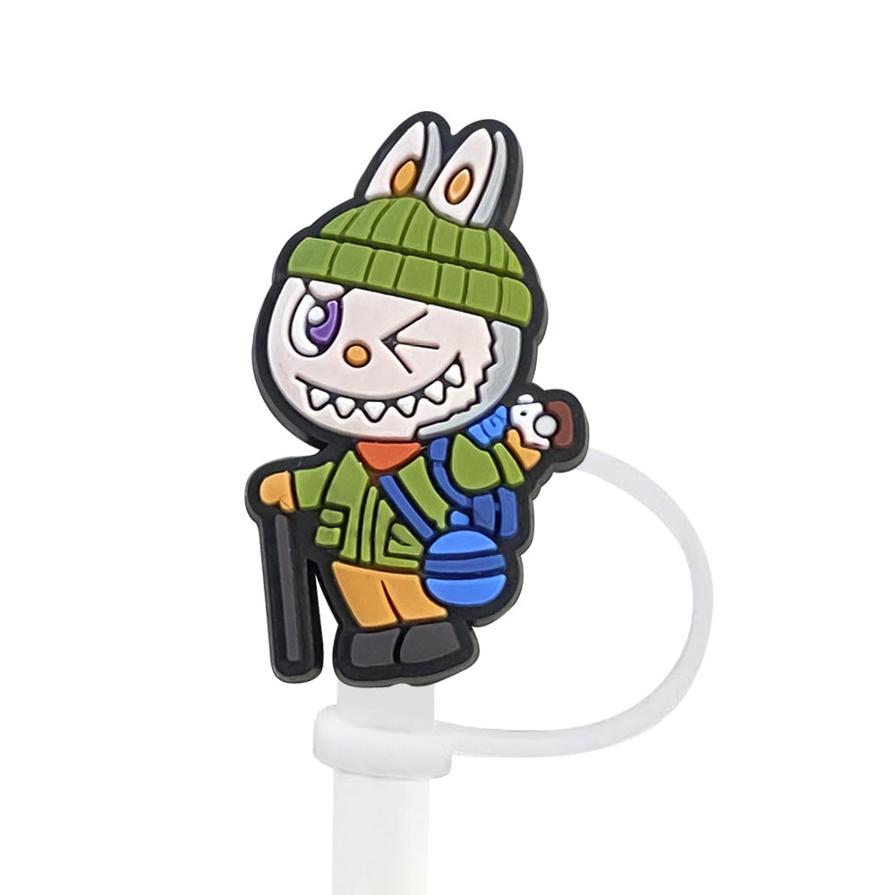 Wholesale Random 100pcs Cute Cartoon 10mm PVC Soft Straw Tube Cap