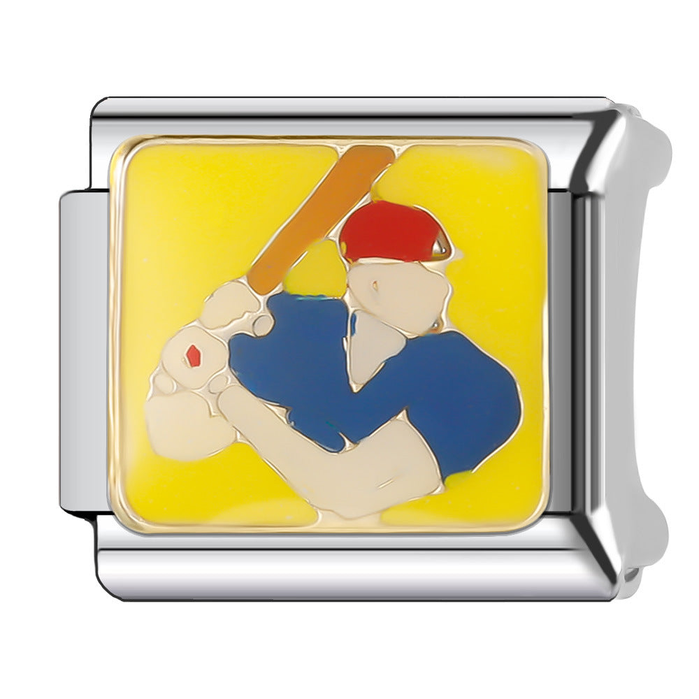 Wholesale Italian Charm Bracelet 9mm DIY Splicing Leisure Sports Stainless Steel Composable Bracelet