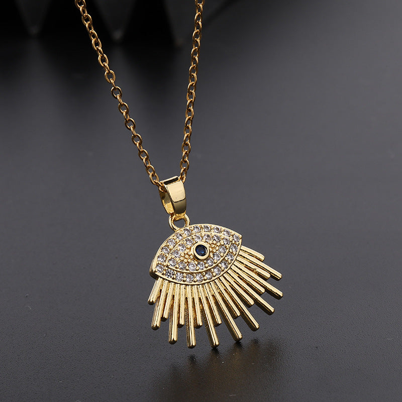 Wholesale Chic Demon Eye Pendant Necklace Copper Electroplated O Shaped Chain Stylish Jewelry Accessory For Boutique Resale