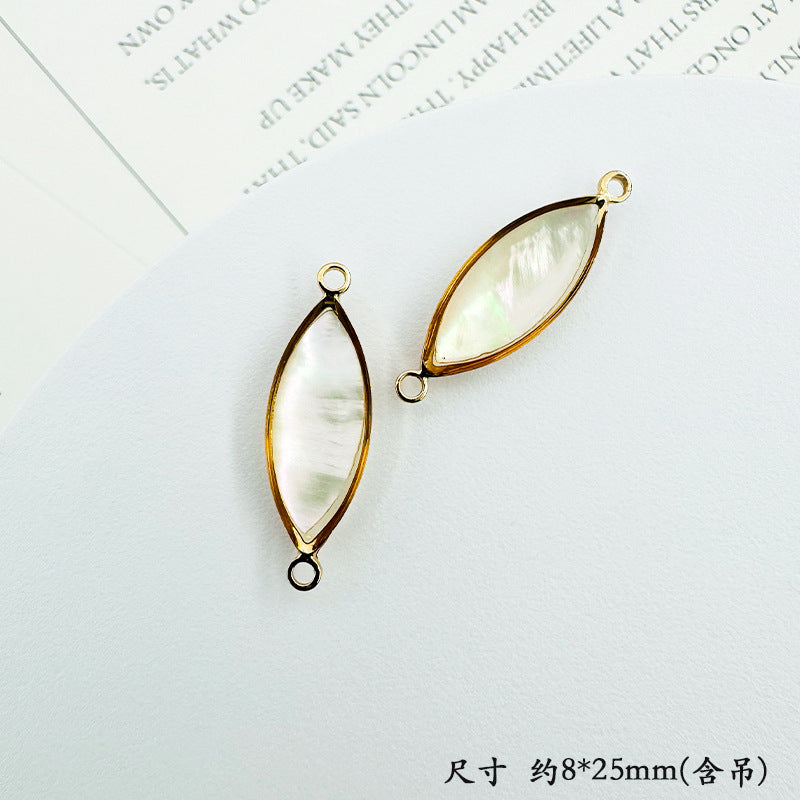 Wholesale Trendy Geometric Shell Pendant Copper Electroplated DIY Jewelry Accessory For Layering Necklaces Boutique Resale