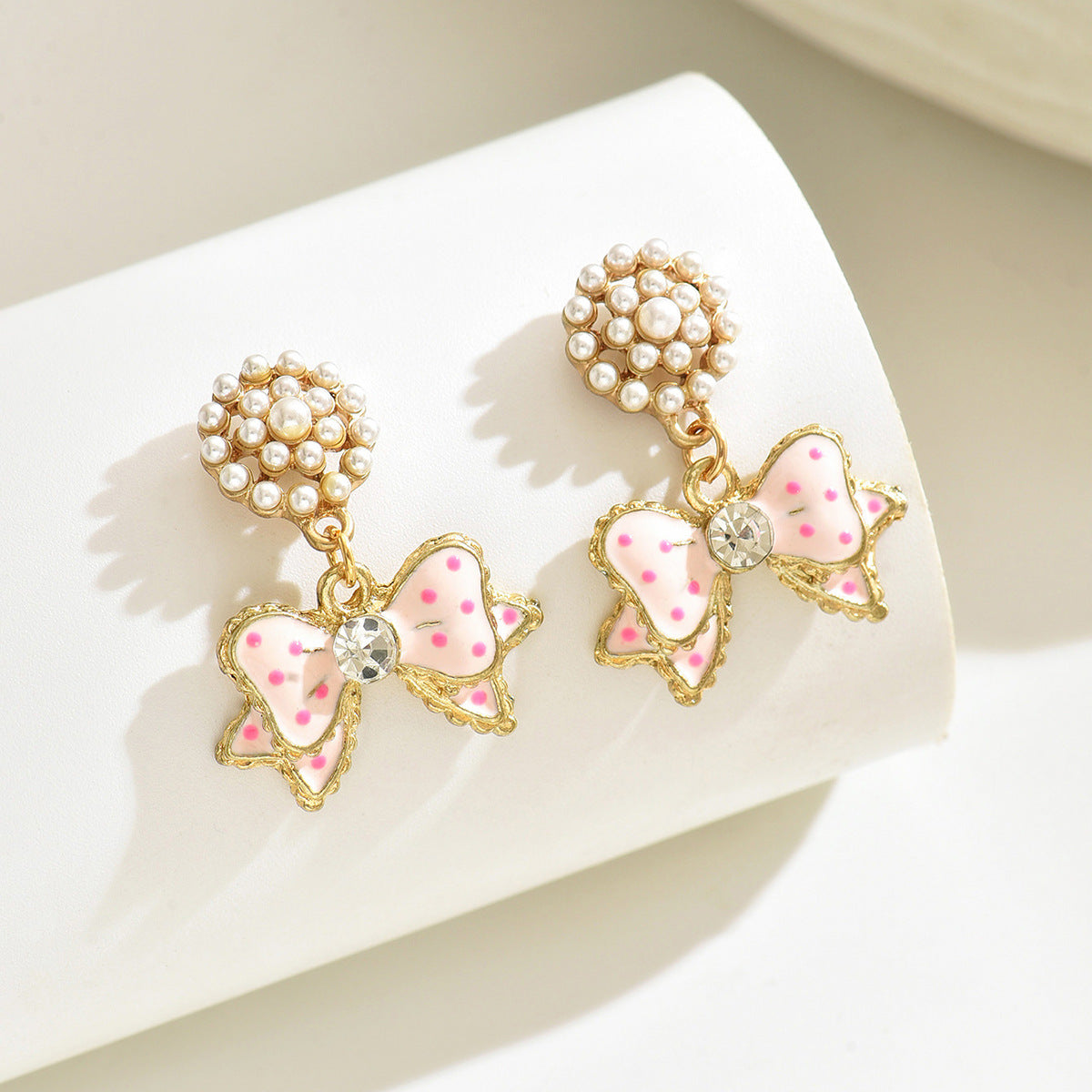 Wholesale  Bow Drop Oil Earrings