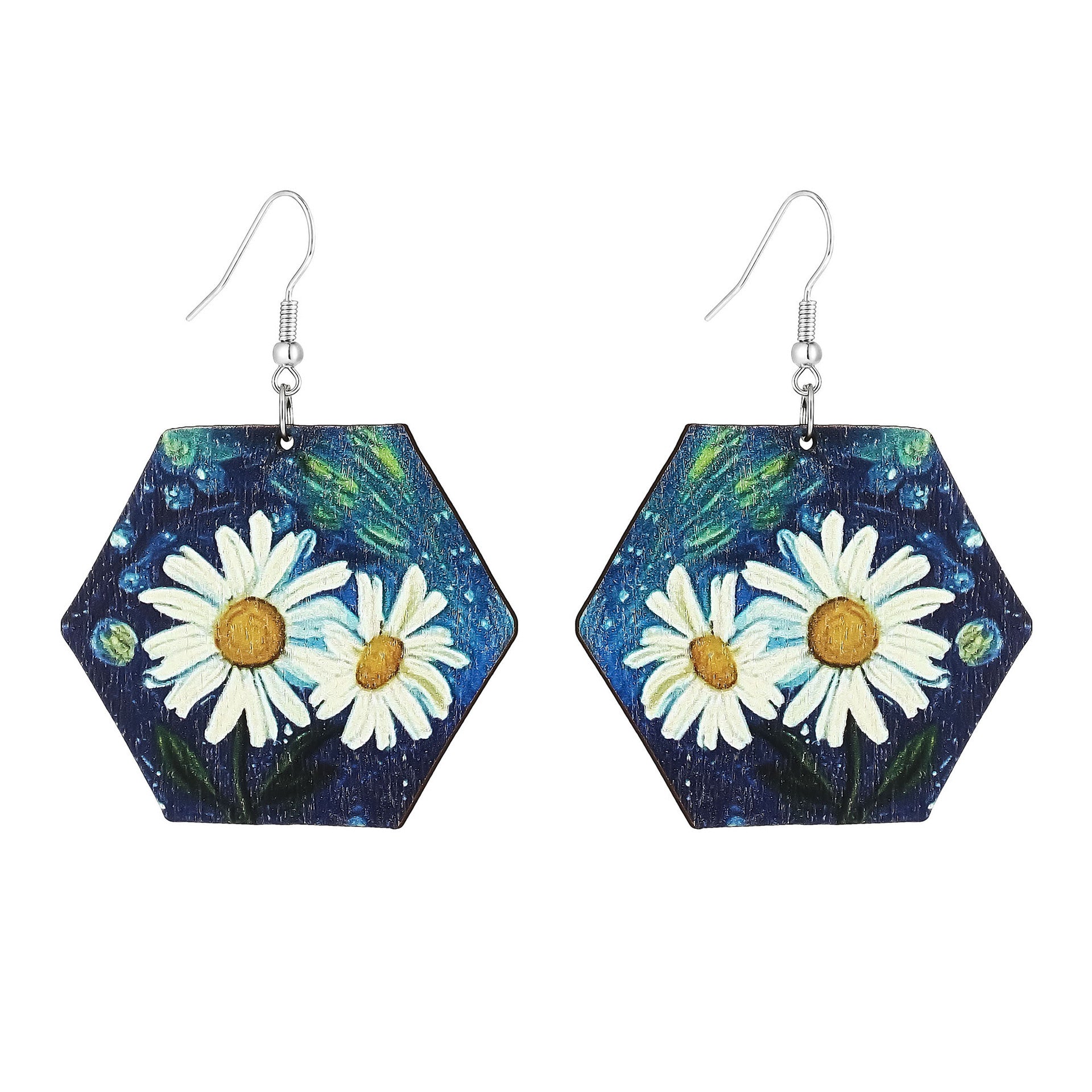 Wholesale Geometric hexagonal chrysanthemum earrings