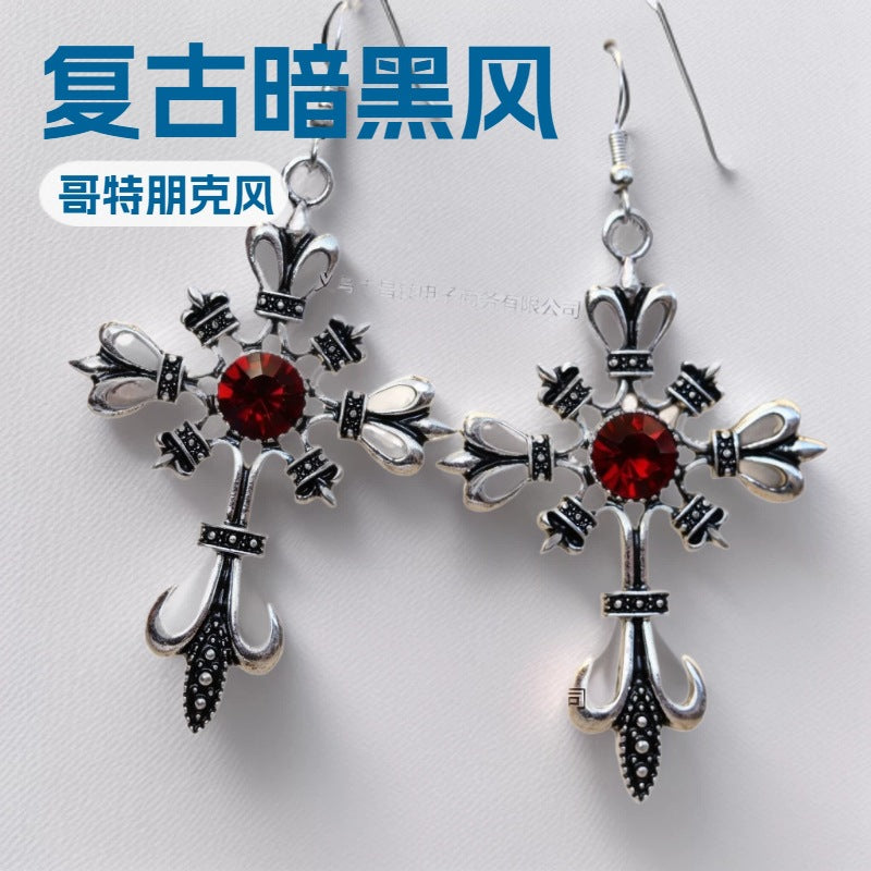 Wholesale Alloy Electroplating Gothic Skull Bat Cross Earrings Trendy Jewelry Accessory for Resale
