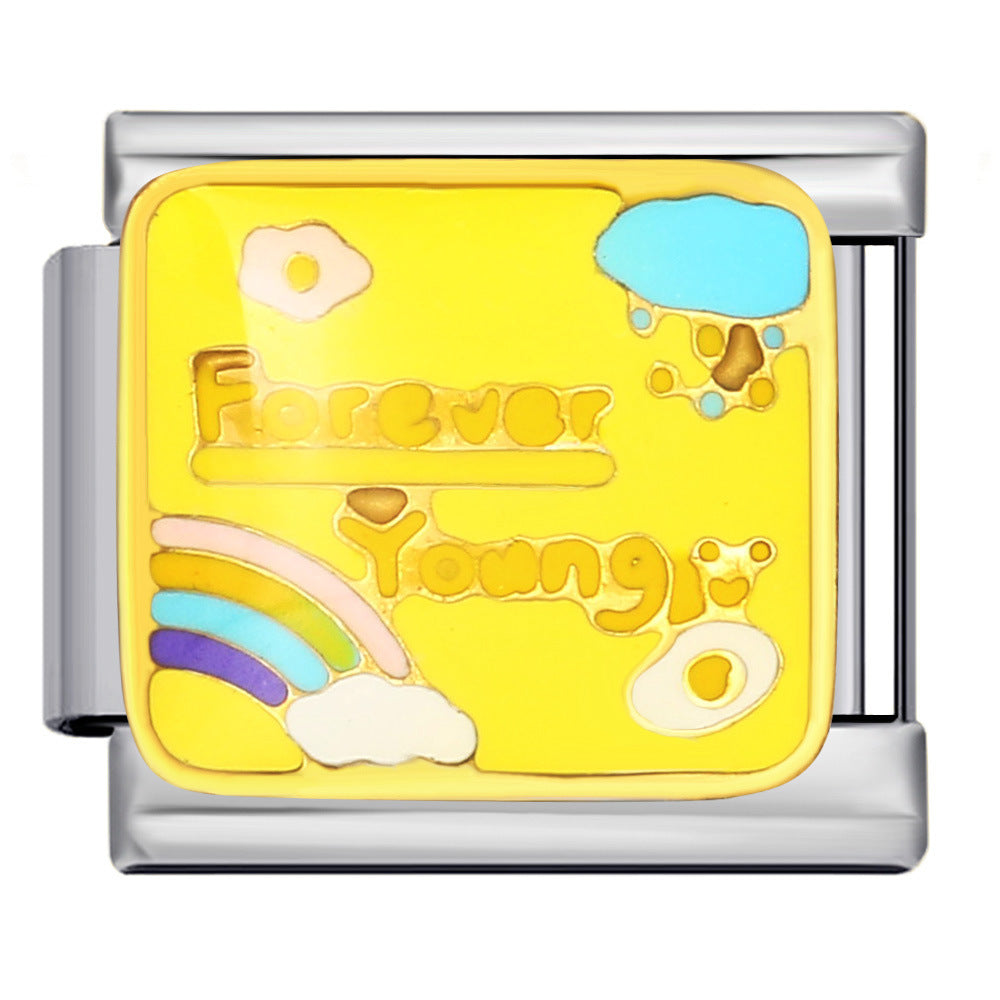 Wholesale Stainless steel welding gold-plated oil drop DIY Italian module Charms