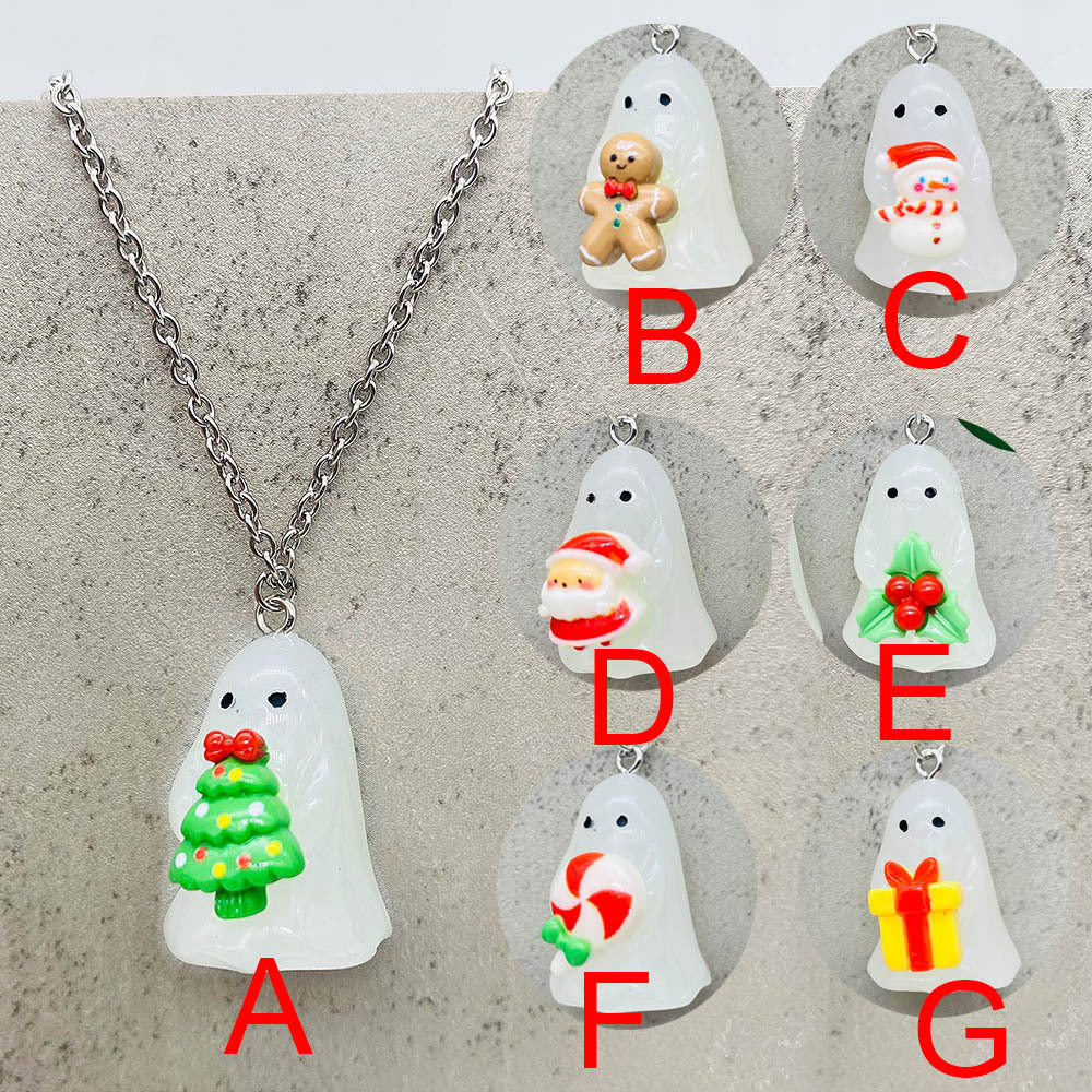 Wholesale Christmas Earrings 3D Three-Dimensional Luminous Ghost Christmas Tree Santa Earrings