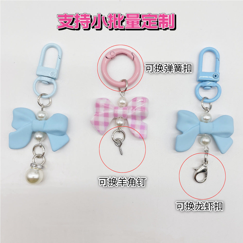 Wholesale Candy Colored Bowknot Texture Keychain Bag Charm Phone Accessory Gift