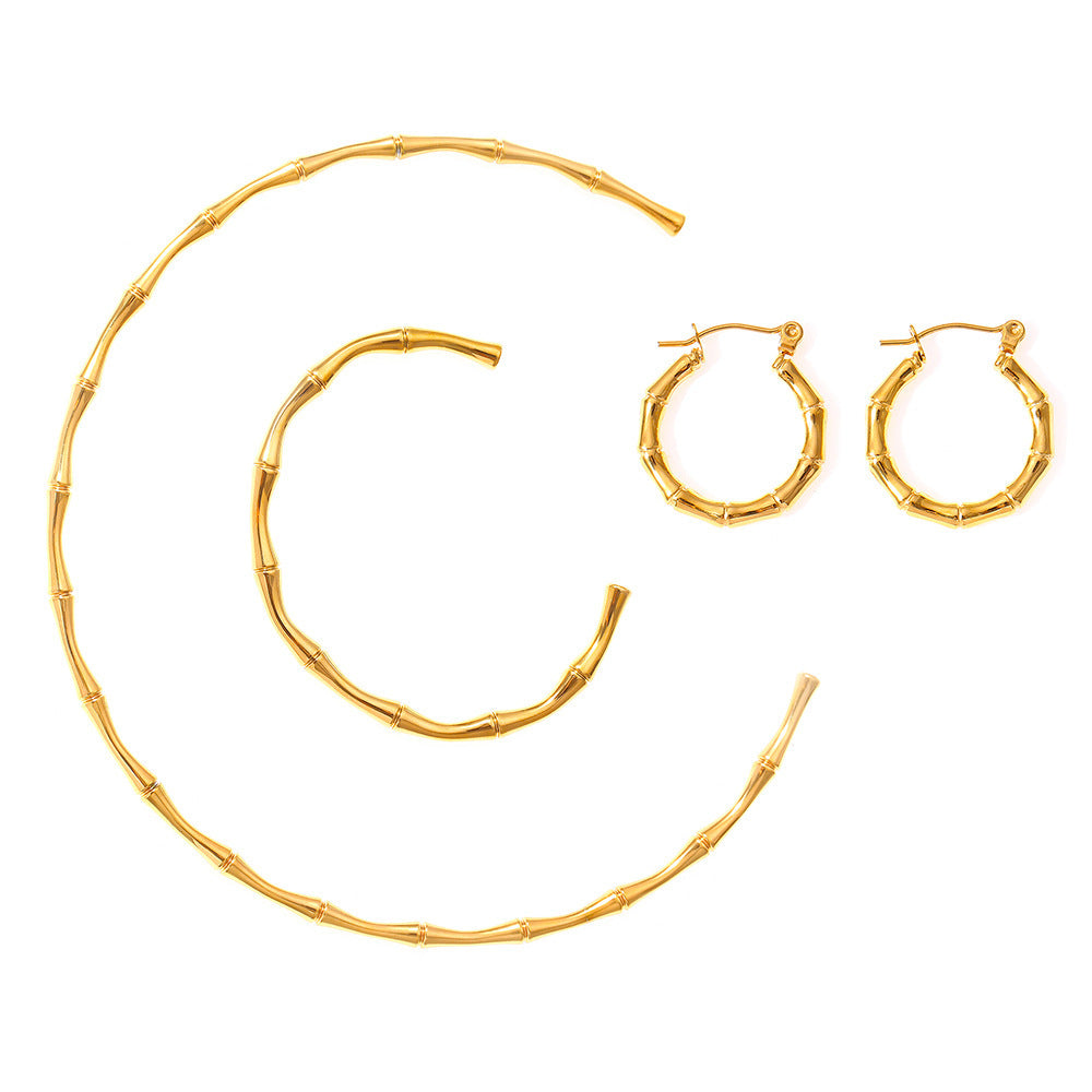 Wholesale Titanium Steel Bamboo Joint Versatile Jewelry Necklace Earrings