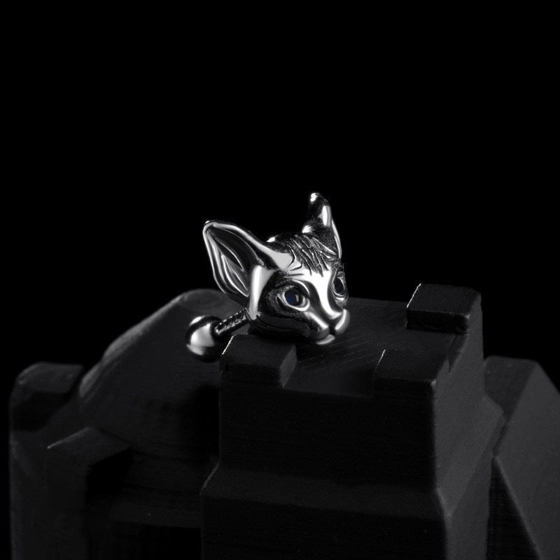 Wholesale 925 Silver Plated Screw Cat Earrings