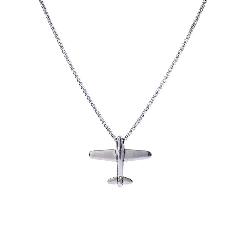 Wholesale  titanium steel airplane necklace disco fun pendant