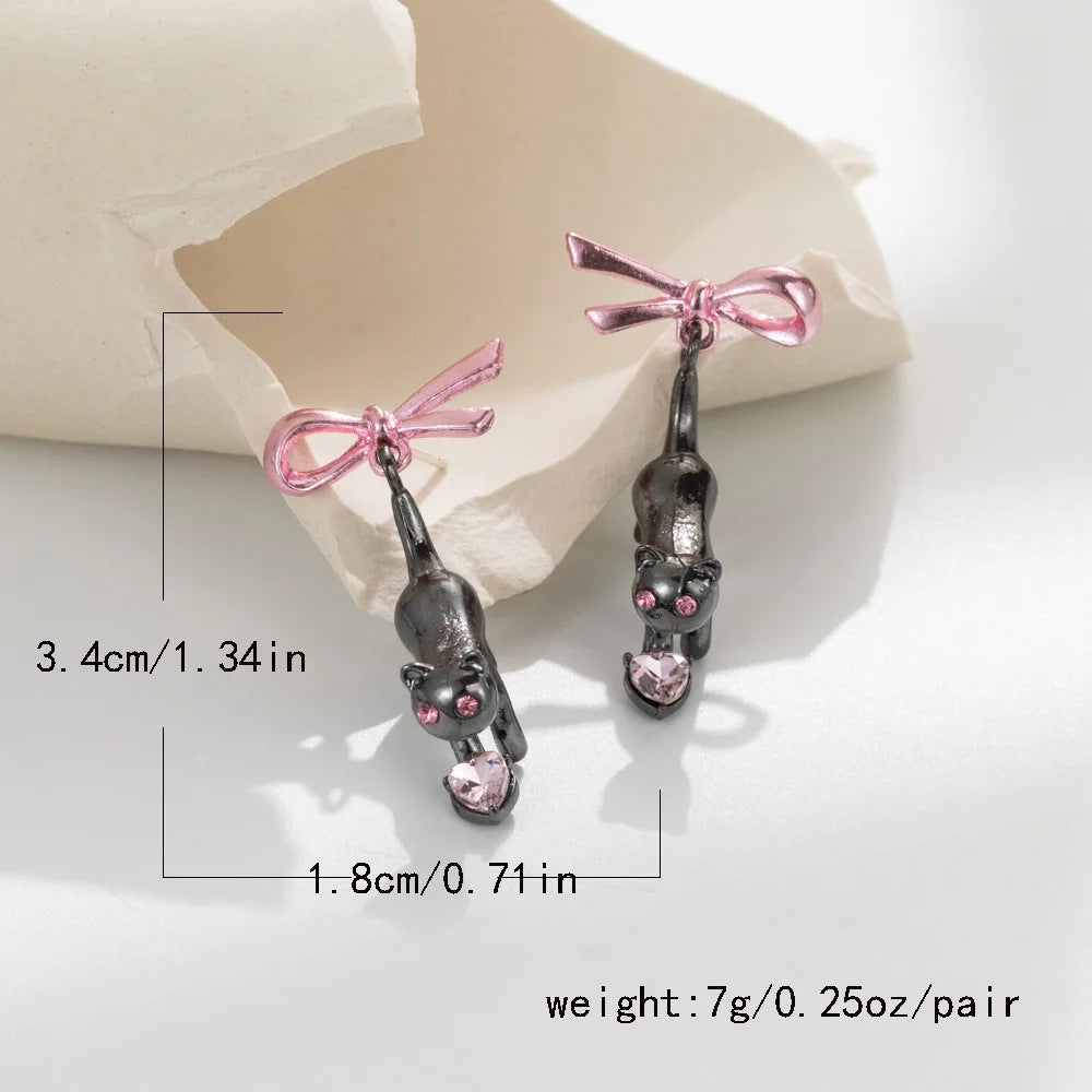 Wholesale  pink bow  cat earings