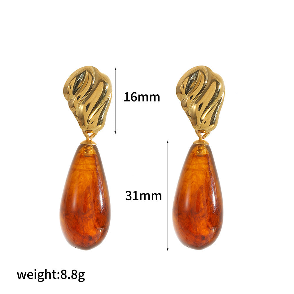Wholesale Stylish Teardrop Resin Earrings With Stainless Steel Posts Trendy Everyday Jewelry Accessory