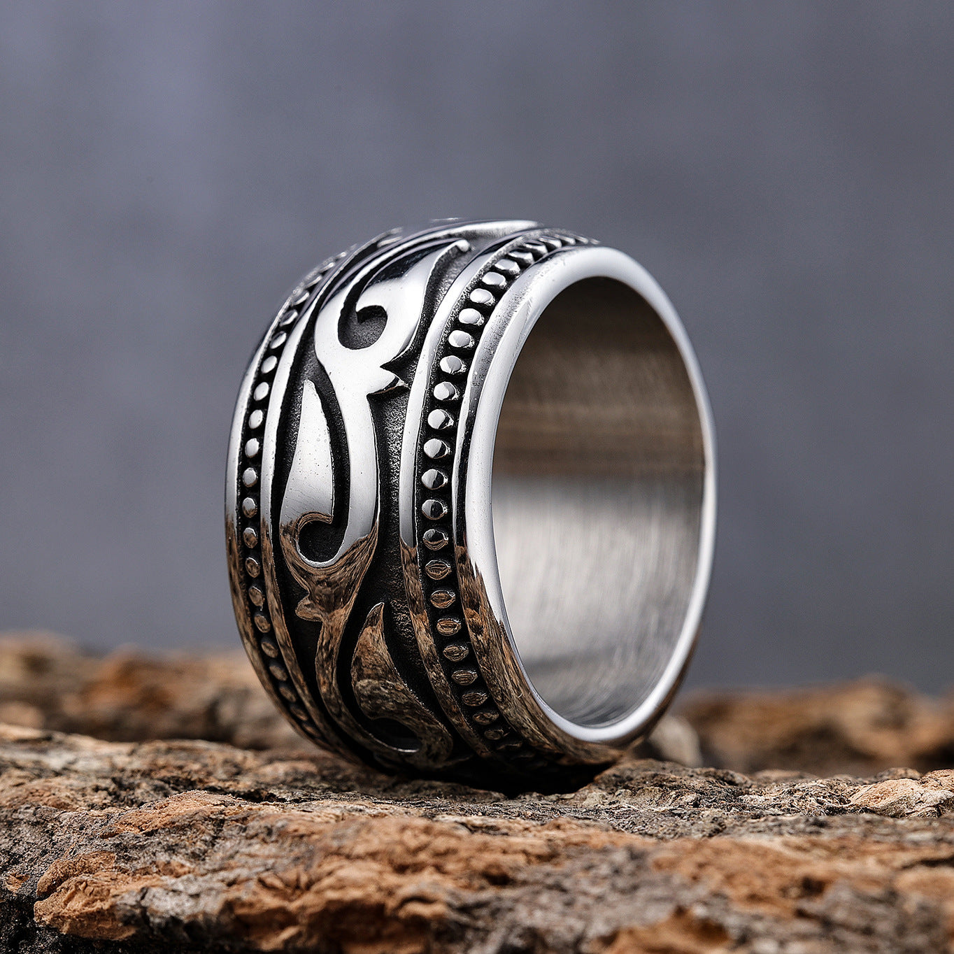 Wholesale Retro Totem Ring Titanium Steel Ring ACC-RS-Moer004