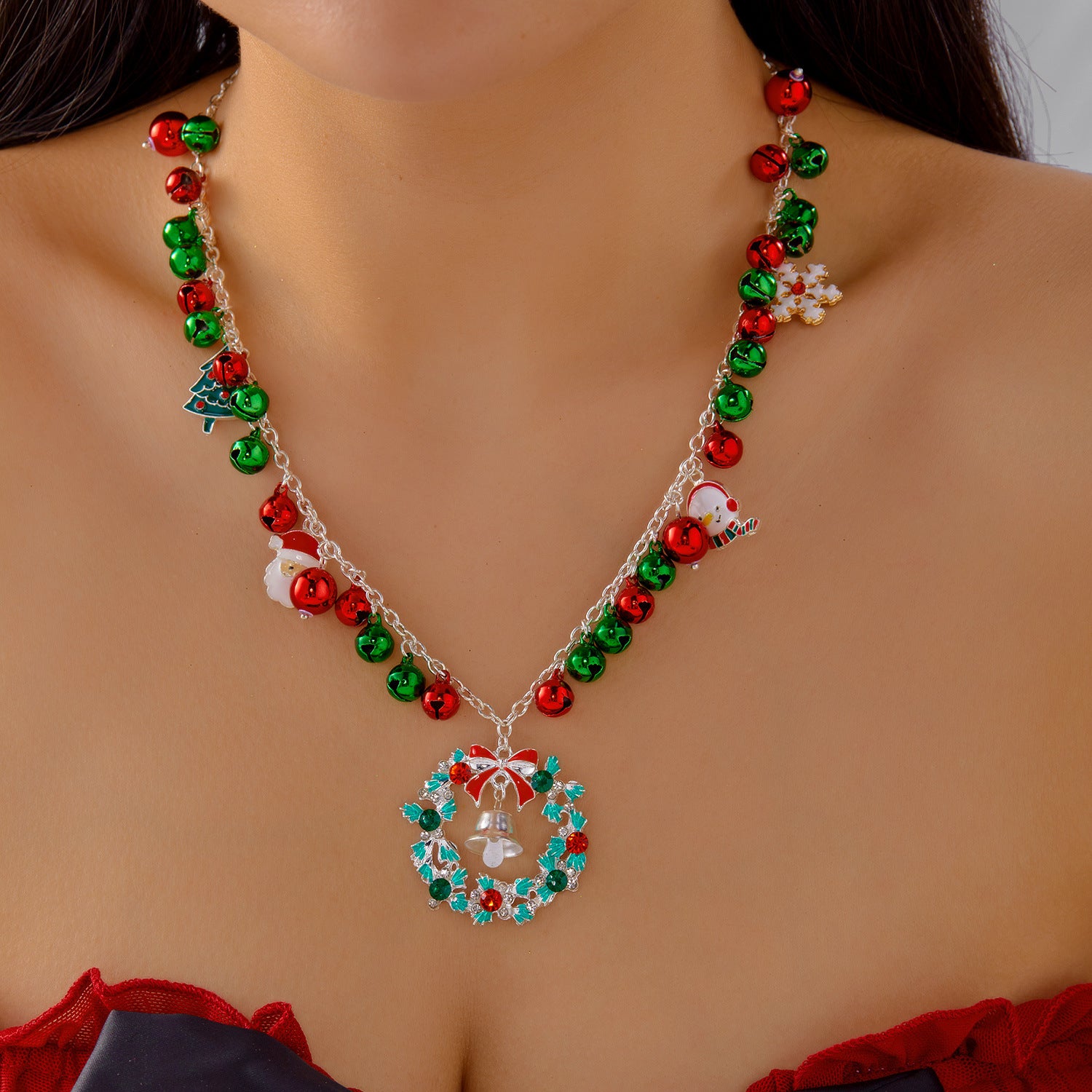 Wholesale Santa Christmas tree snowman necklace