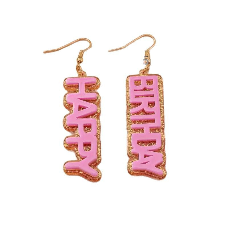 Wholesale  Creative HAPPY BIRTHDAY English Letter Earrings