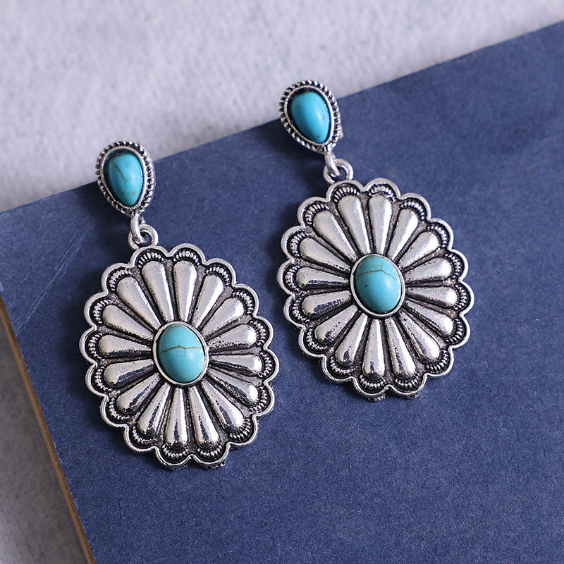 Wholesale Retro Bohemian Oval Red Earrings Alloy Fashion Accessory for Party or Everyday Resale