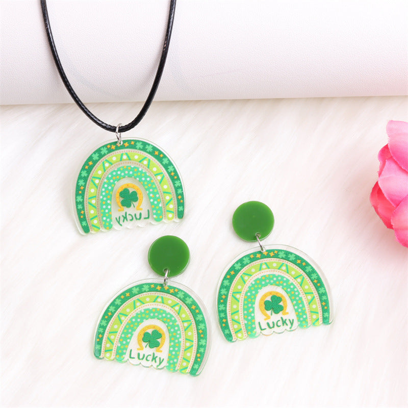 Wholesale St. Patrick's Day Flower Earrings Jewelry Set Acrylic Earrings