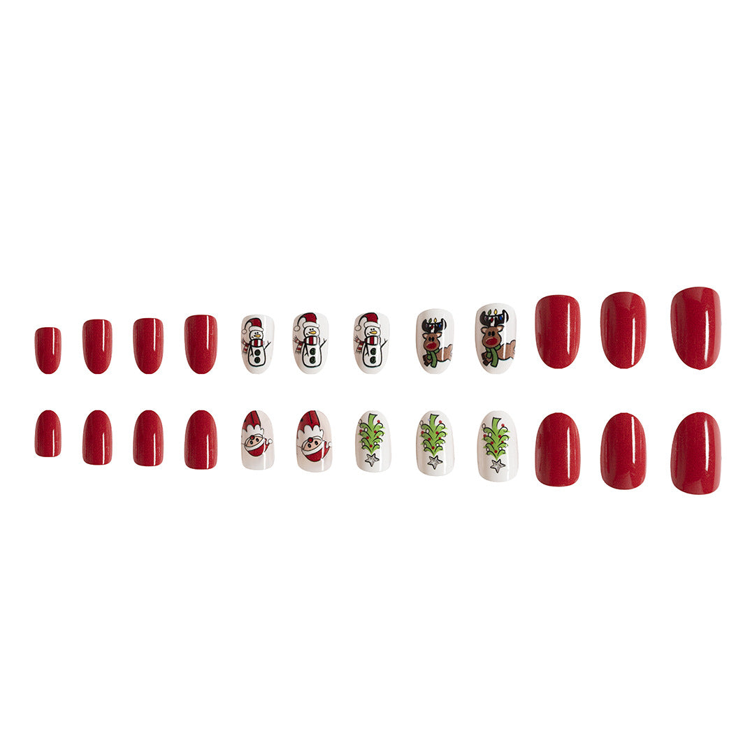 Wholesale 24 Pieces/box Christmas Santa Claus Christmas Tree Elk Manicure Press-on Nails Kits Nail Stickers ACC-NS-GuaiXL022