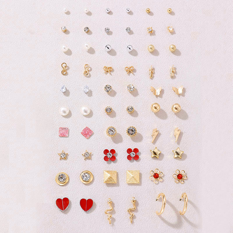 Wholesale diamond compact exquisite love pearl geometric combination female earrings