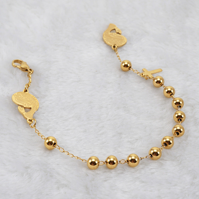 Wholesale 18K Beaded Stainless Steel Bracelet Titanium Steel ACC-BT-Zhongy003