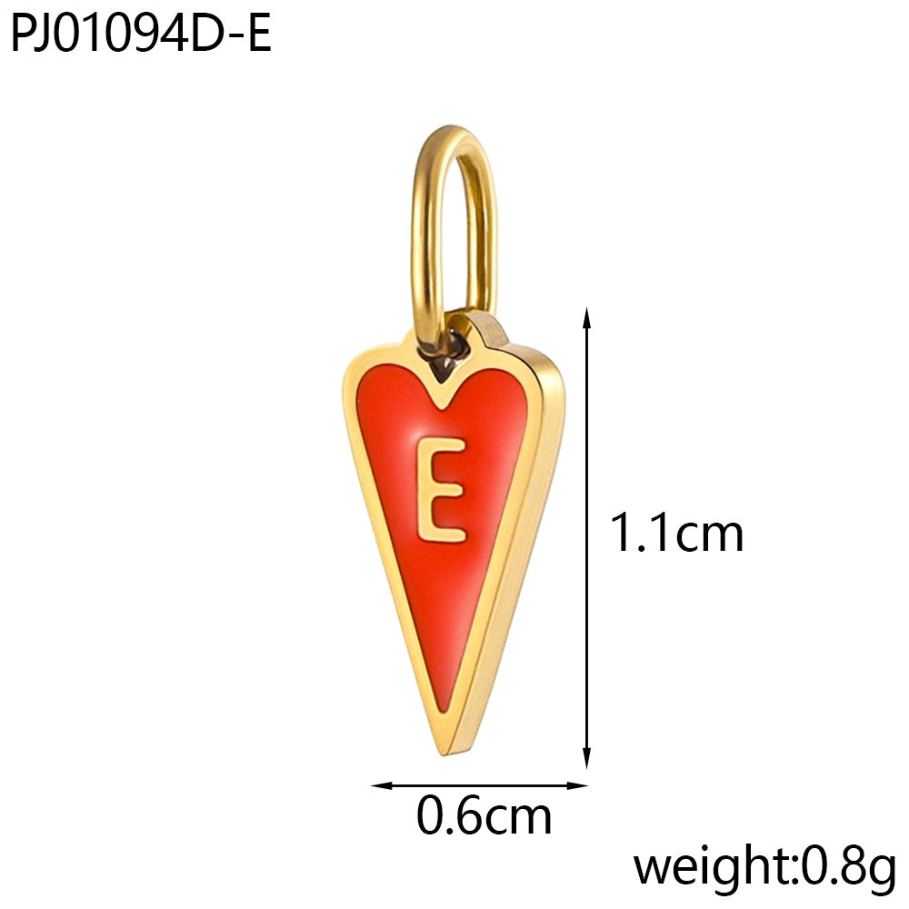 Wholesale Single-sided oil-dropping heart 26 English letters stainless pendant
