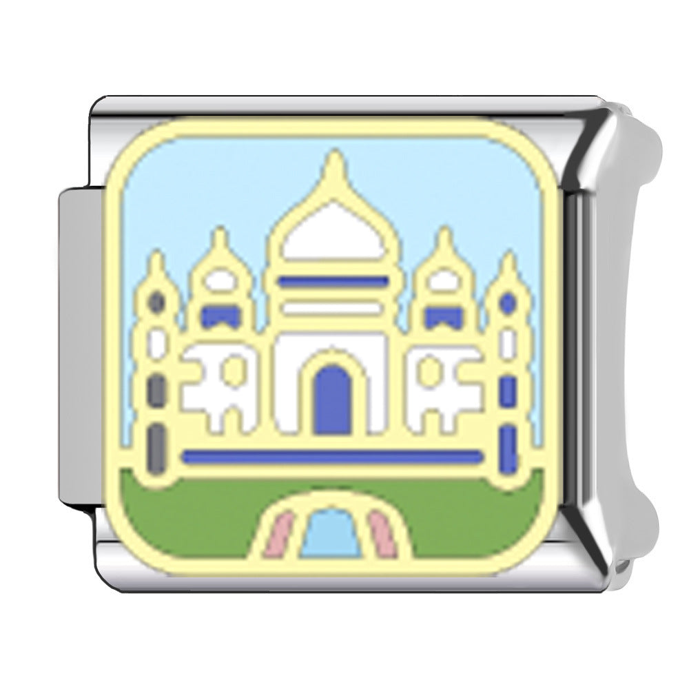 Wholesale   Italian Charm Bracelet 9mm DIY Egyptian pyramid landmark Creative Stainless Steel Composable Bracelet