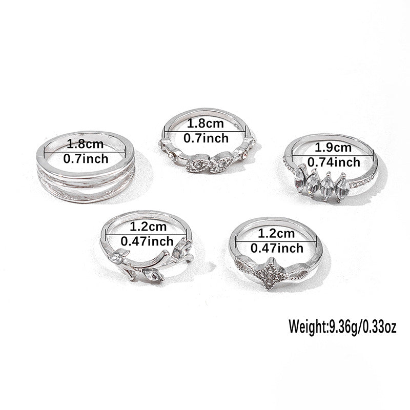 Wholesale alloy diamond stacked ring  irregular leaves ring