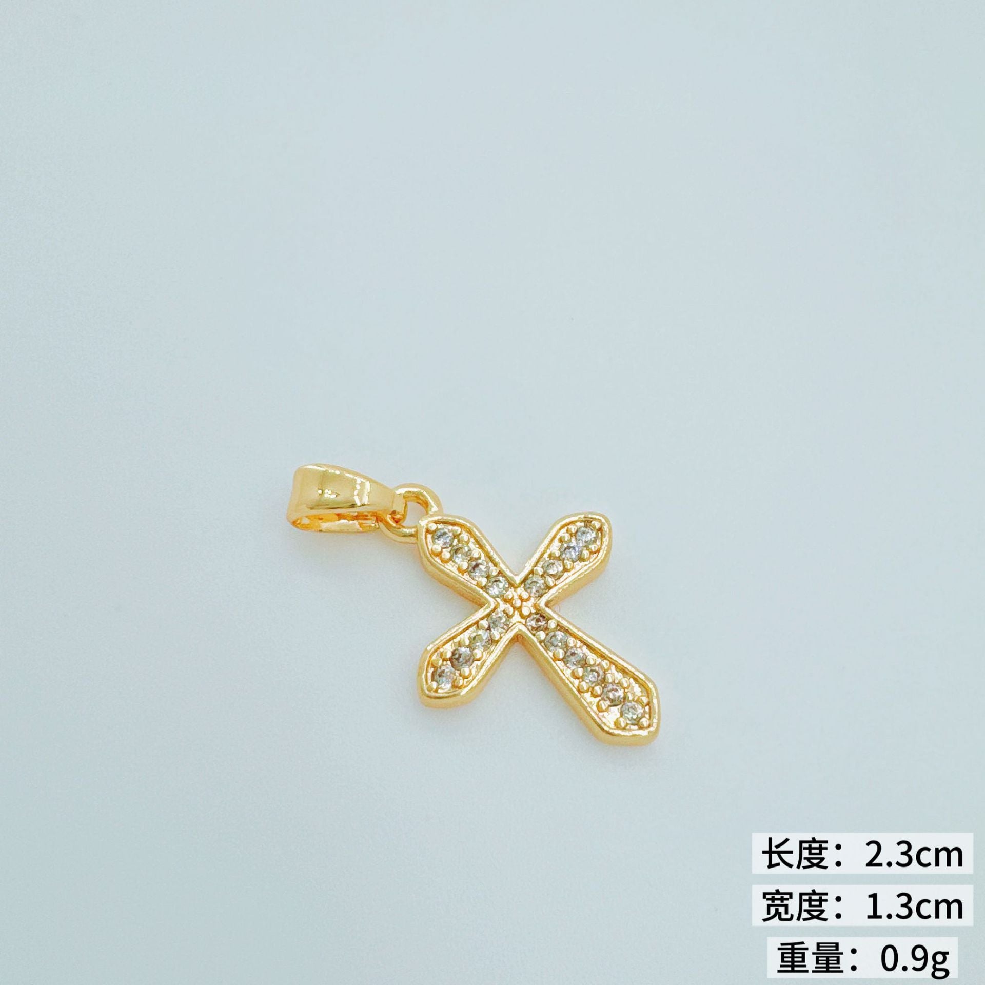 Wholesale Light Luxury Gold Plated Copper Cross Pendant with Zircon