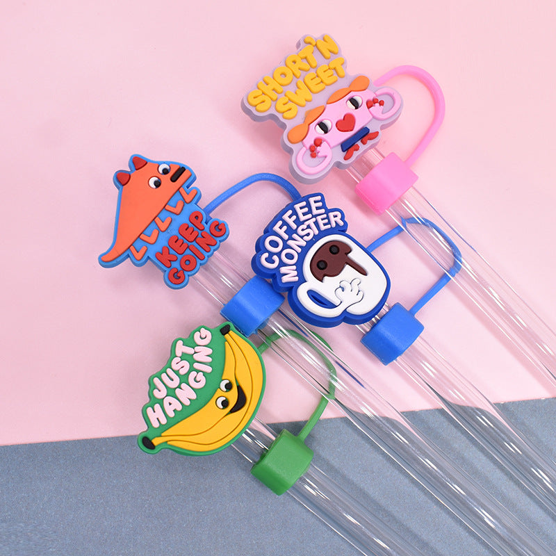 Wholesale Random 100pcs Cute Monster Straw Cover 10MM Straw Tube Cap