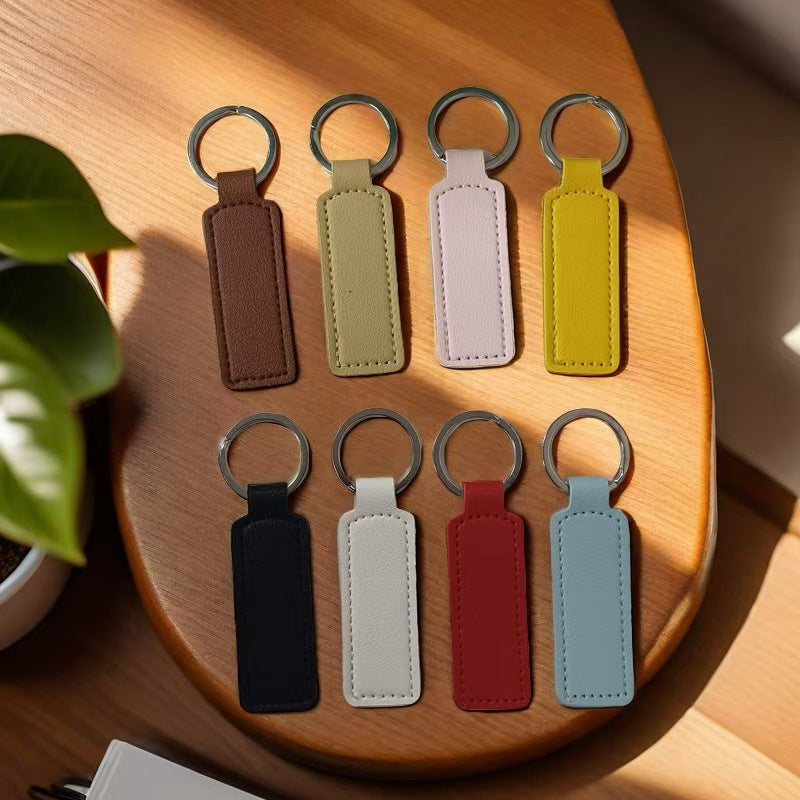 Wholesale Trendy Leather Keychain Car Key Accessory Minimalist Pendant Double Sided ing Everyday Gift
