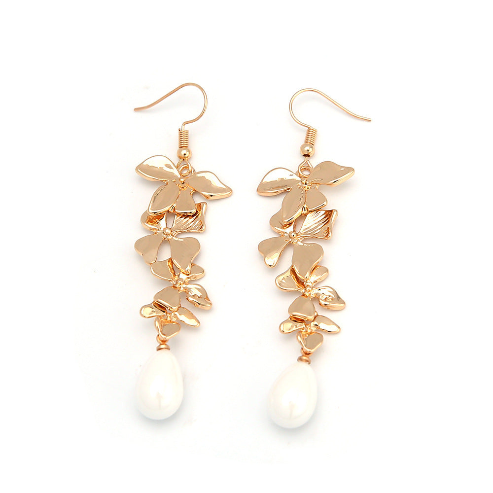 Wholesale  Bohemian Petal Pearl Earrings