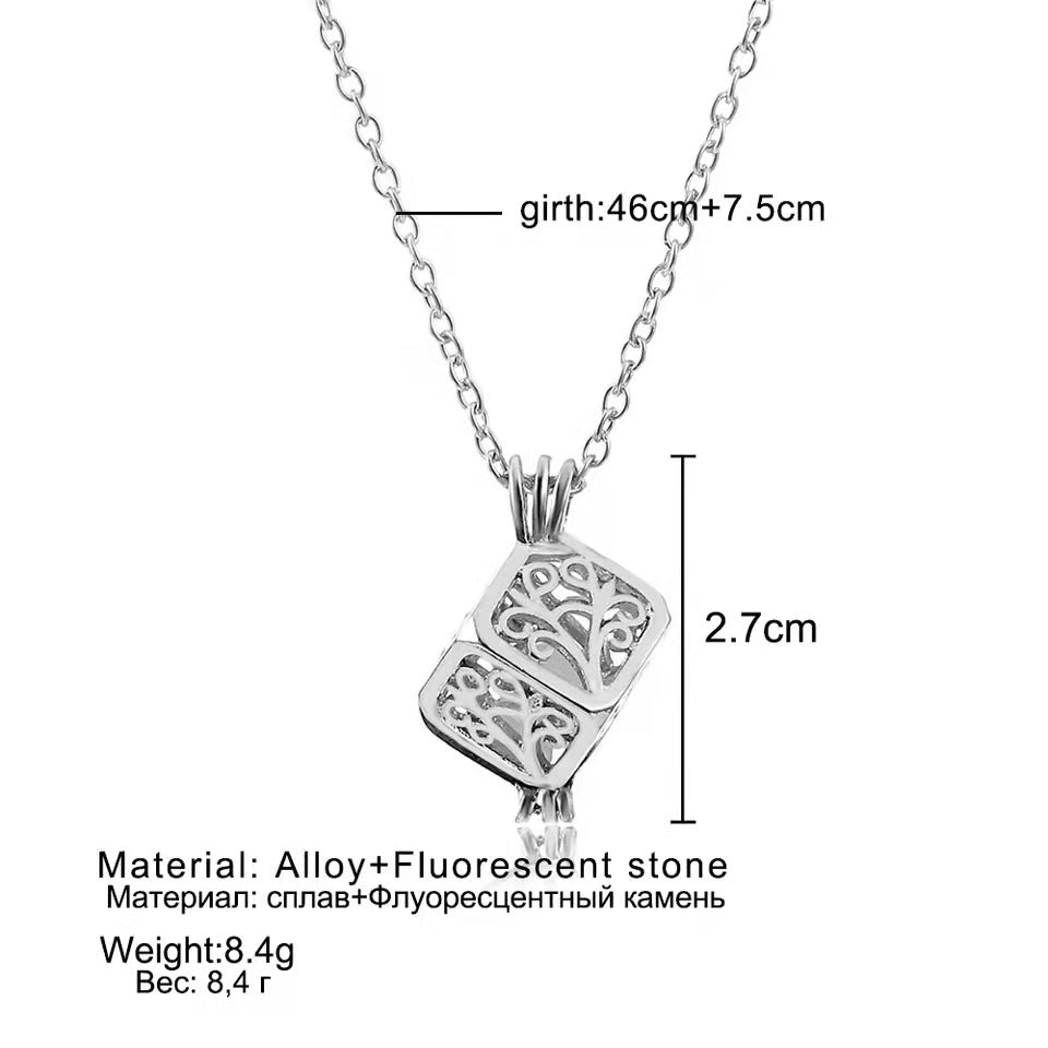 Wholesale Hollow life tree four-sided luminous necklace Men Necklaces
