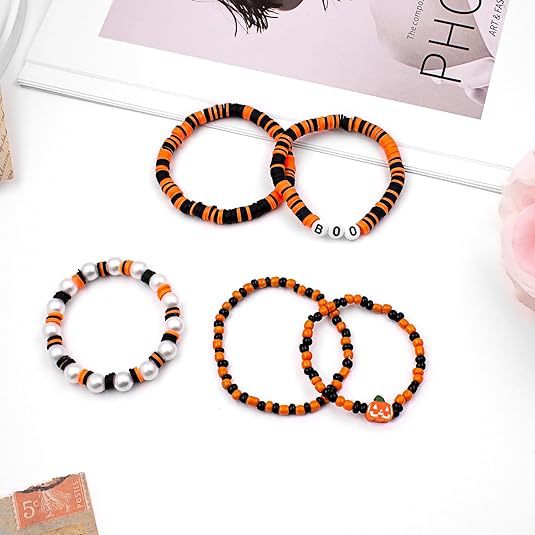 Wholesale Halloween Soft Ceramic Rice Beads 4mm Pumpkin Resin Bracelet ACC-BT-Xiny022