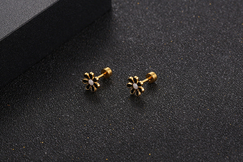 Wholesale Titanium Steel Three-Dimensional Petal Earrings ACC-ES-Yixin012