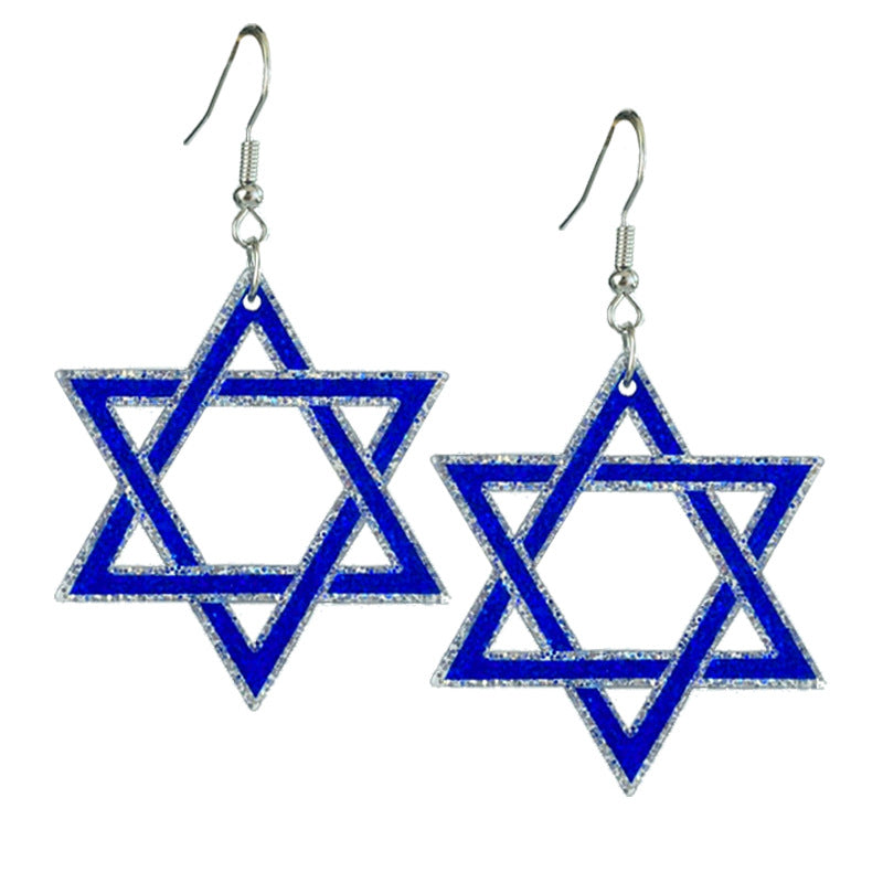 Wholesale 2 Pairs/pack Hanukkah Shiny Six-pointed Star Acrylic Earrings ACC-ES-HY187