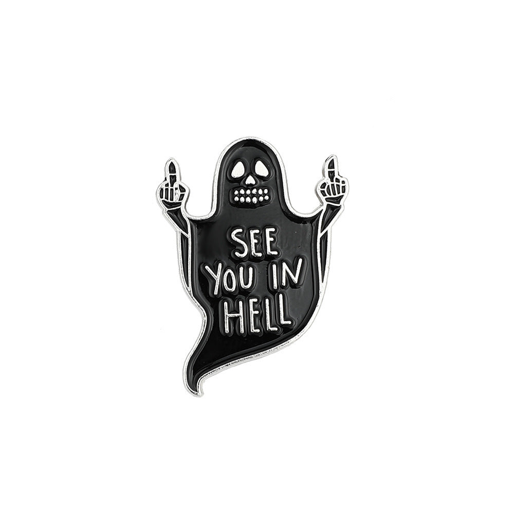 Wholesale  series brooch Ghost skull with hat accessories