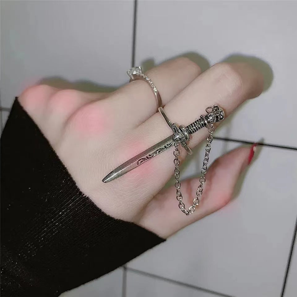 Wholesale  punk style plug-in chain sword ring