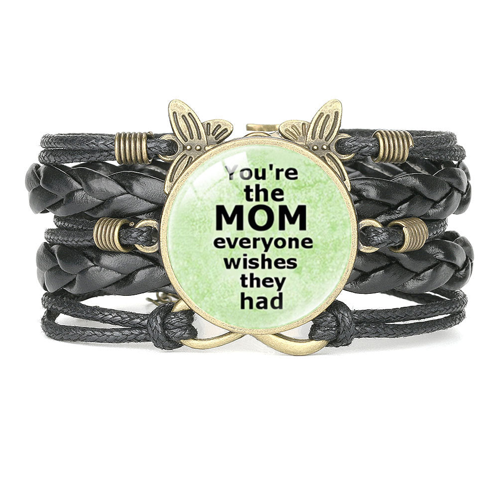 Wholesale Letter mom multi-layer braided leather bracelet