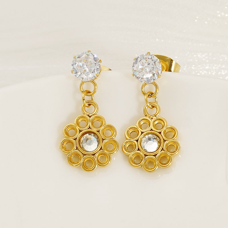 Wholesale Light luxury fashion cross zircon earrings