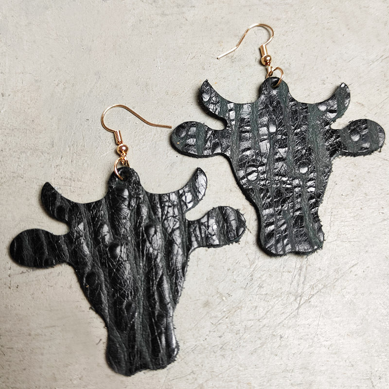 Wholesale 2PCS Leather Western Style Vintage Embossed Earrings