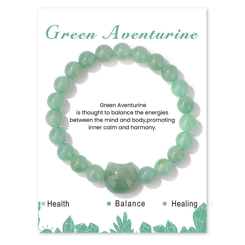 Wholesale Cat Head Natural Stone Bracelet Unisex Elastic String Handmade Jewelry Accessory For Resale