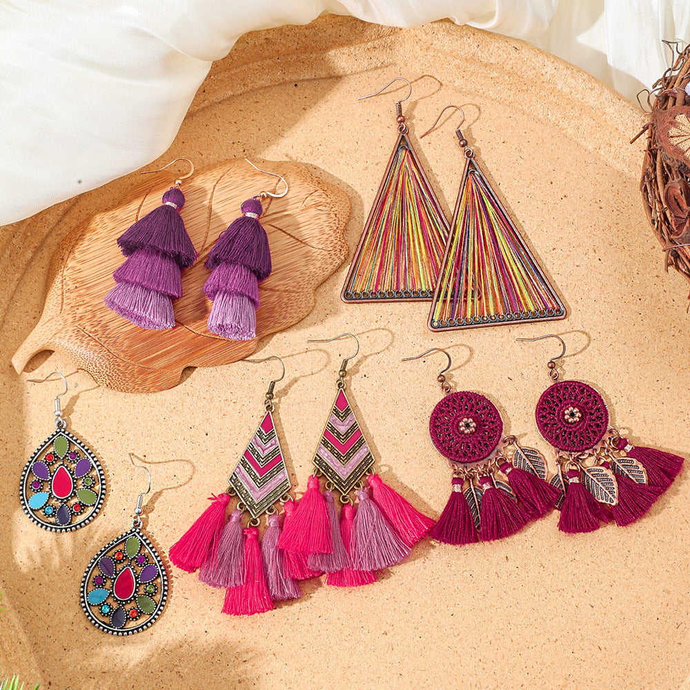 Wholesale Bohemian Tassel Earrings Handmade Zinc Alloy Retro Party Gift