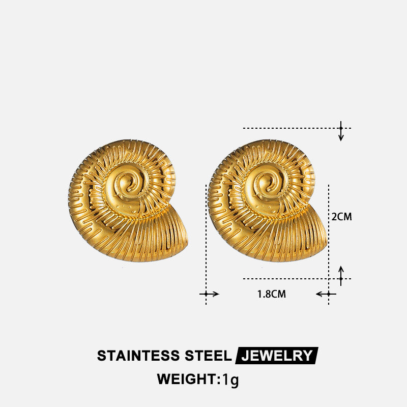 Wholesale Ocean Conch Rhinestone Pearl Earrings Stainless Steel Statement Ear Studs Fashion Accessory