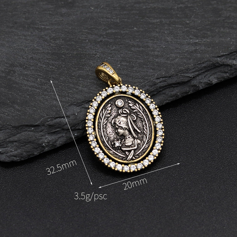Wholesale Copper Greek Roman Retro Figure Pendant Necklace Fashion Accessory for Boutique Resale