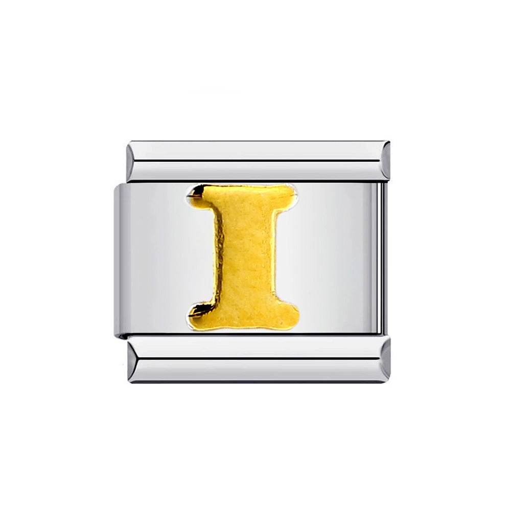 Wholesale 2pcs Italian Charm Bracelet 9mm DIY Splicing English Letter Series Stainless Steel Composable Bracelet