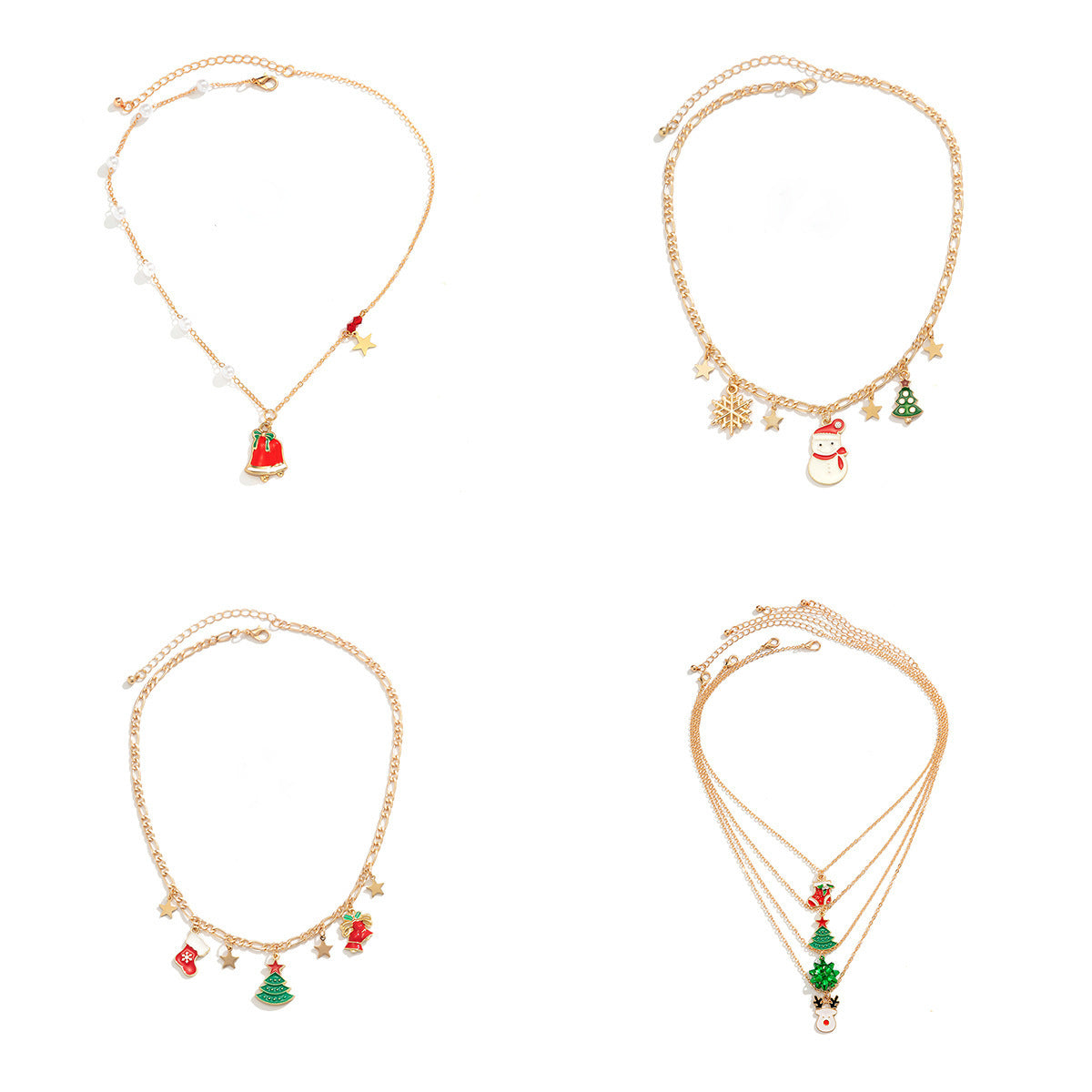 Wholesale Snowman Christmas Tree Pendant Necklace Star Moon Elk Necklaces ACC-NE-XueRou018