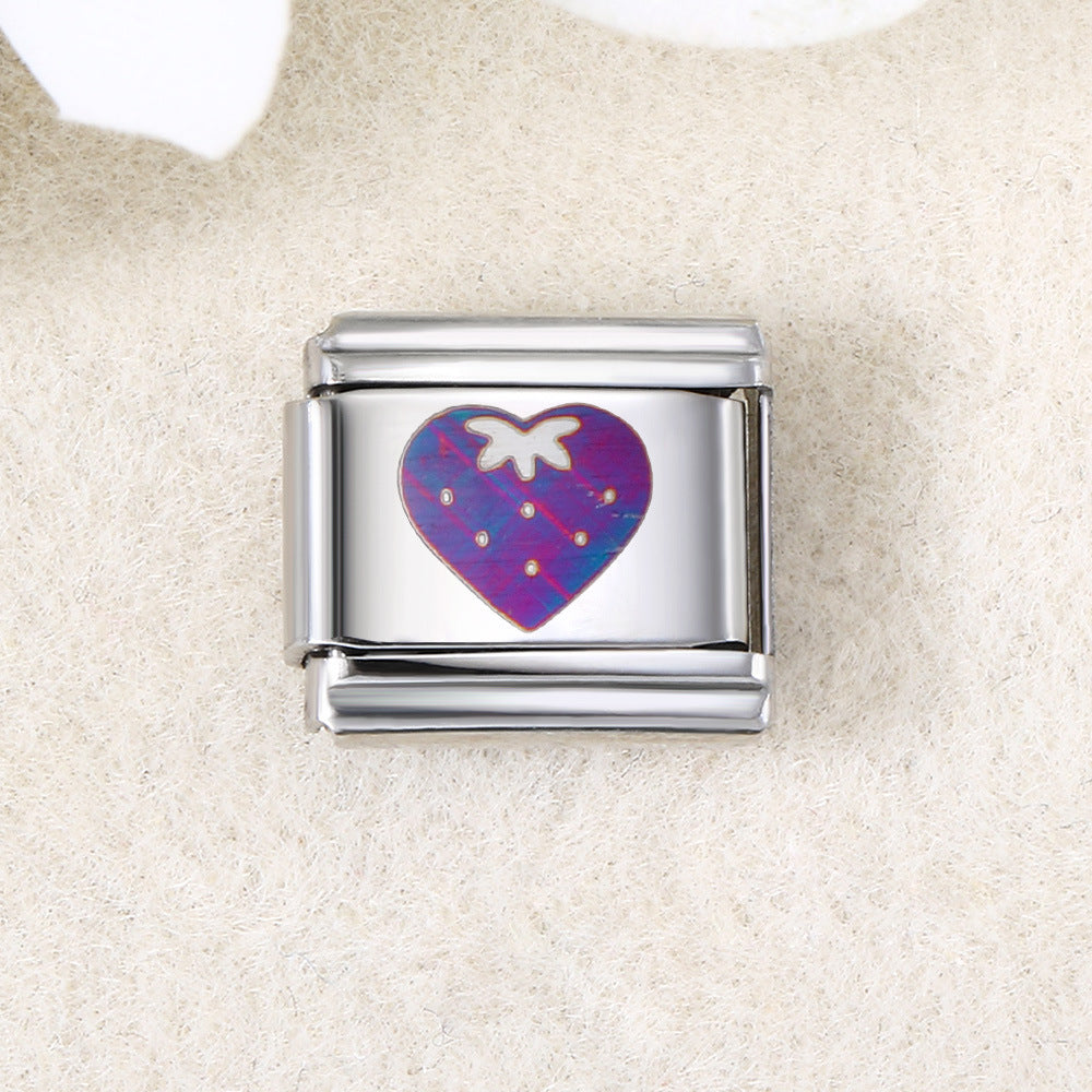 Wholesale  Italian Charm Bracelet 9mm DIY UV laser Creative Stainless Steel Composable Bracelet