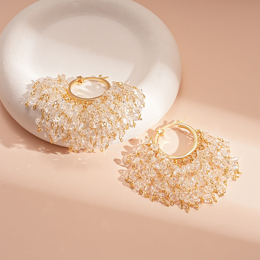 Wholesale Electroplated star crystal geometric earrings