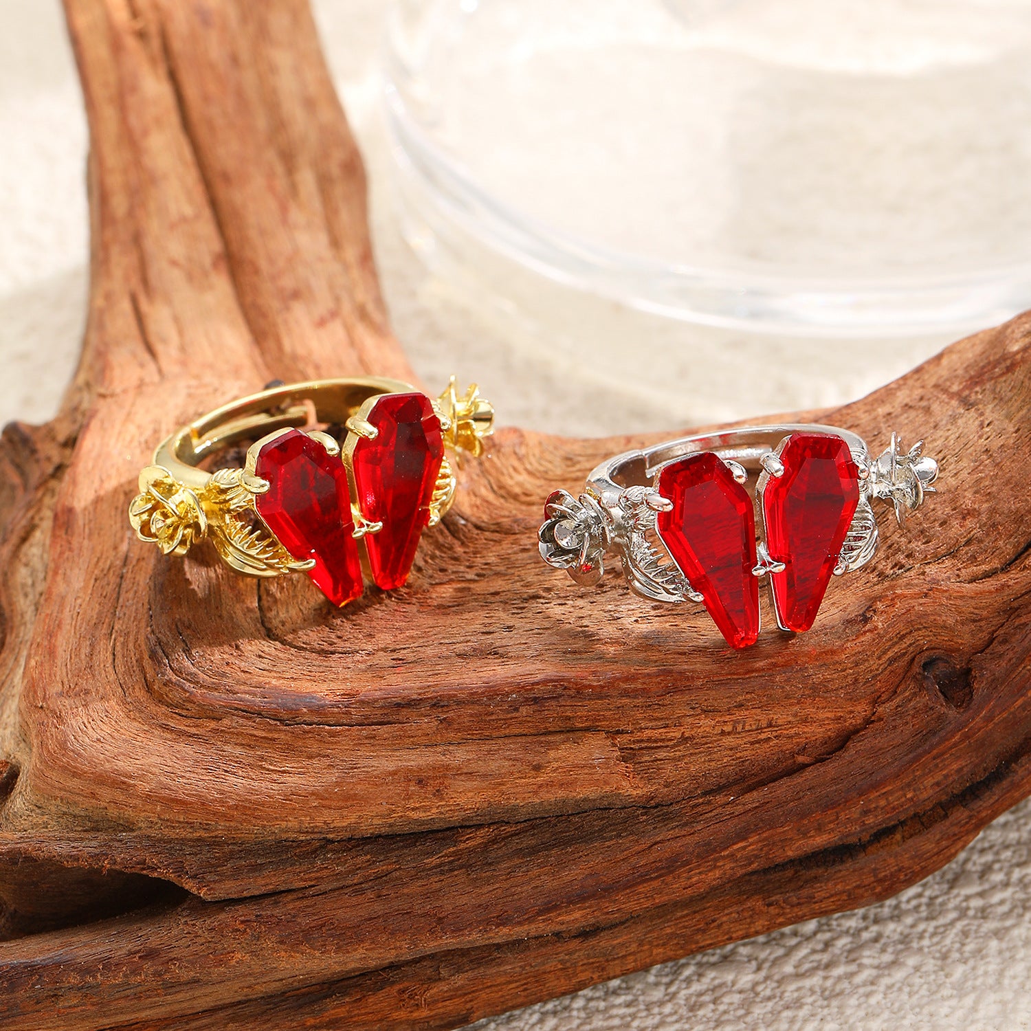 Wholesale Copper ring with zircon-encrusted rose and heart design adjustable opening