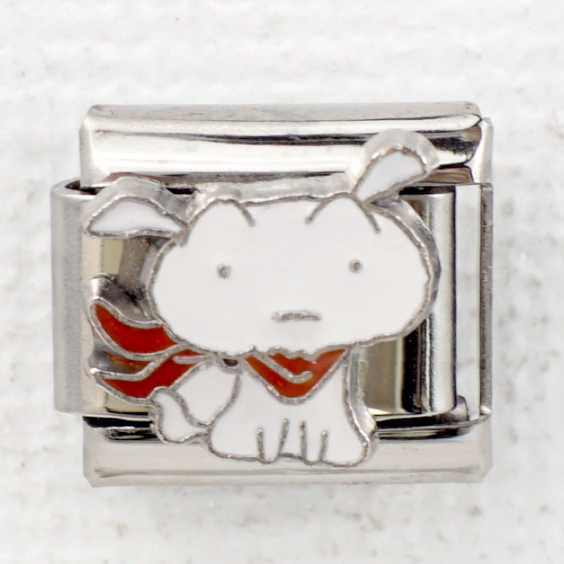 Wholesale 5pcs/pack Cartoon Italian Charms Single Section Creative Stainless Steel Composable Bracelet