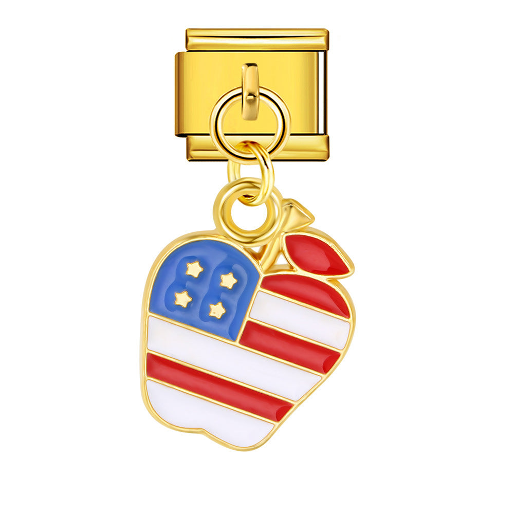 Wholesale  Italian Charm Bracelet 9mm DIY Independence Day Creative Stainless Steel Composable Bracelet